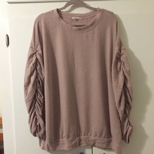 Ruched Sleeve Pullover